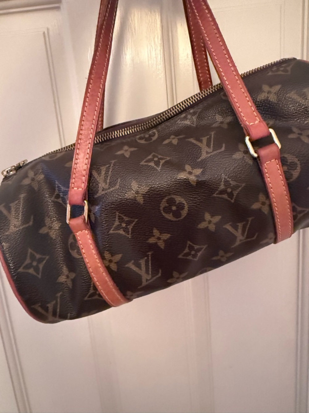 Louis Vuitton Brown Monogram Mini Barrel Bag with Tan Trim